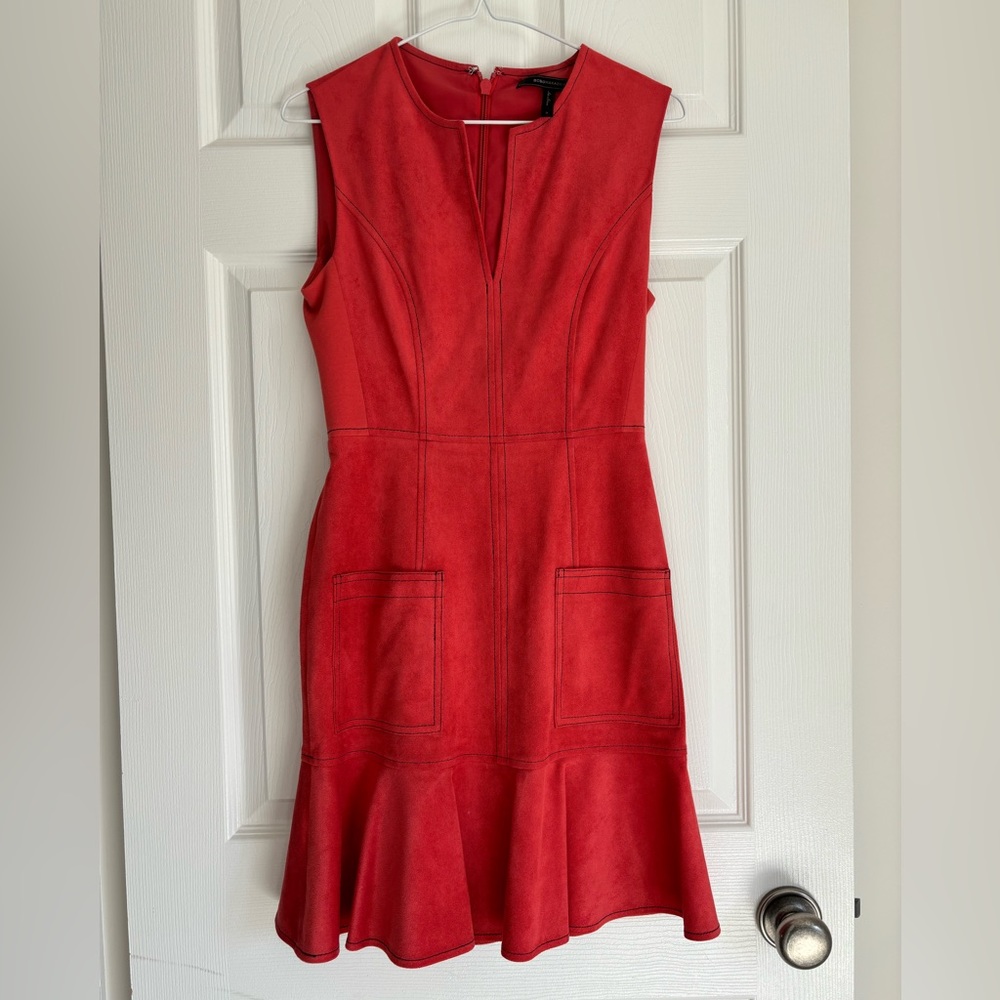 BCBG red suede dress